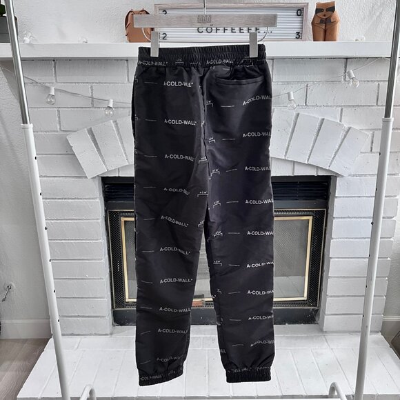 A-Cold-Wall* Black All-Over Logo Prints Nylon Jogger Pants - Picture 2 of 8